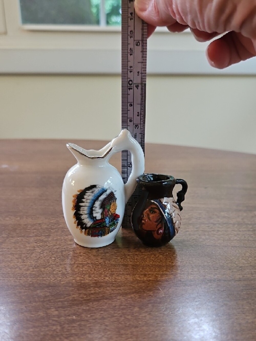 Two Miniature Native American Motif Pitchers - Picture 2 of 5